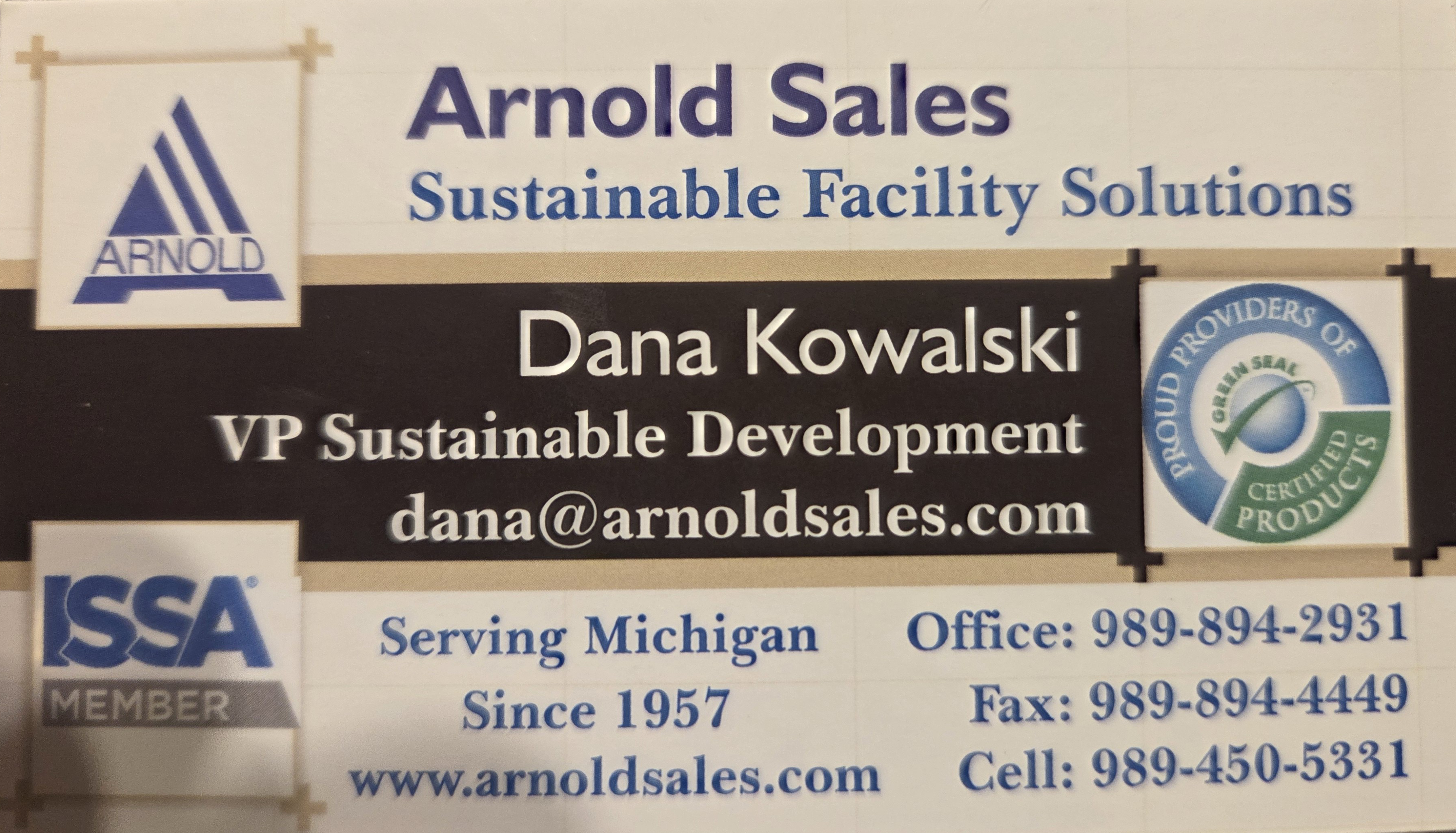 business card for Arnold Sales